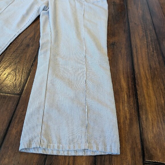 VTG Para Suit Coverall Men's Short-Sleeve Belted 52 Regular White/Gray striped - Picture 3 of 11